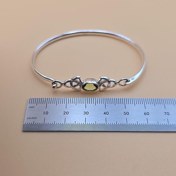 6 Inch Sterling Silver Celtic Peridot Gemstone Bracelet B570 - Picture 6 of 7